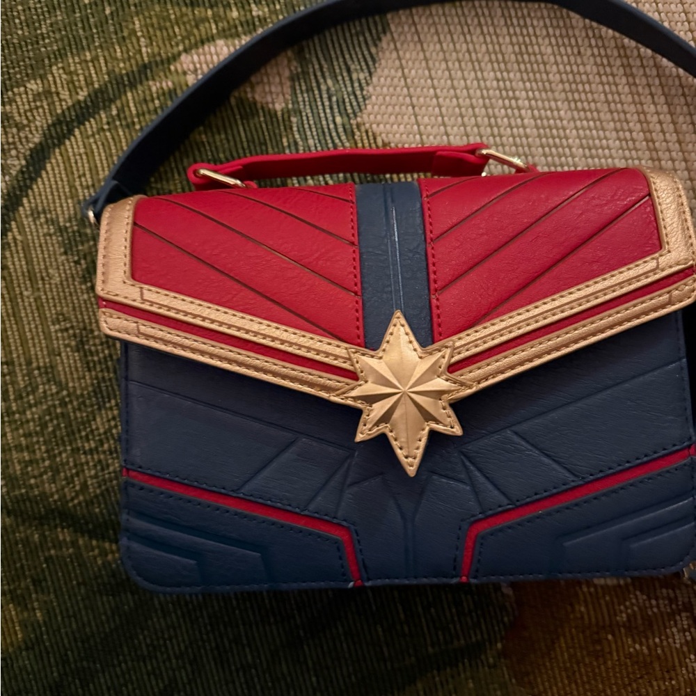 Loungefly Red, Blue, and Gold Crossbody Bag